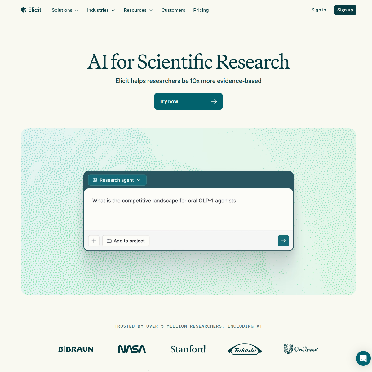 Screenshot of Elicit