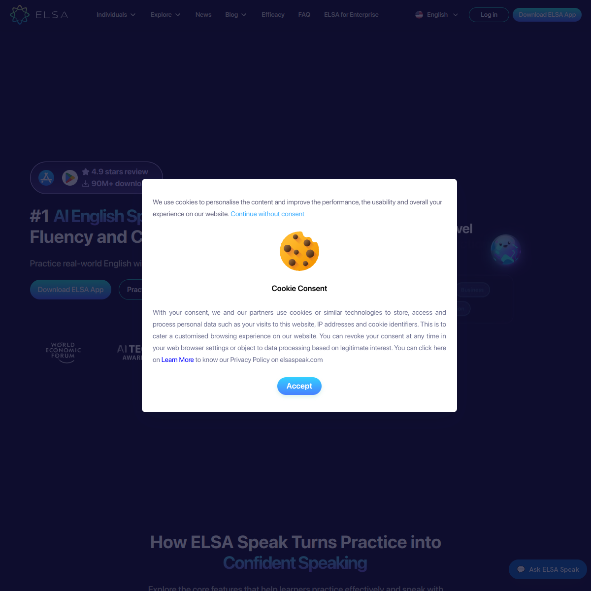 Screenshot of ELSA Speak