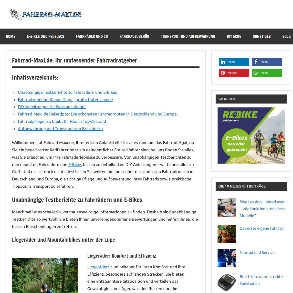 Screenshot der Website