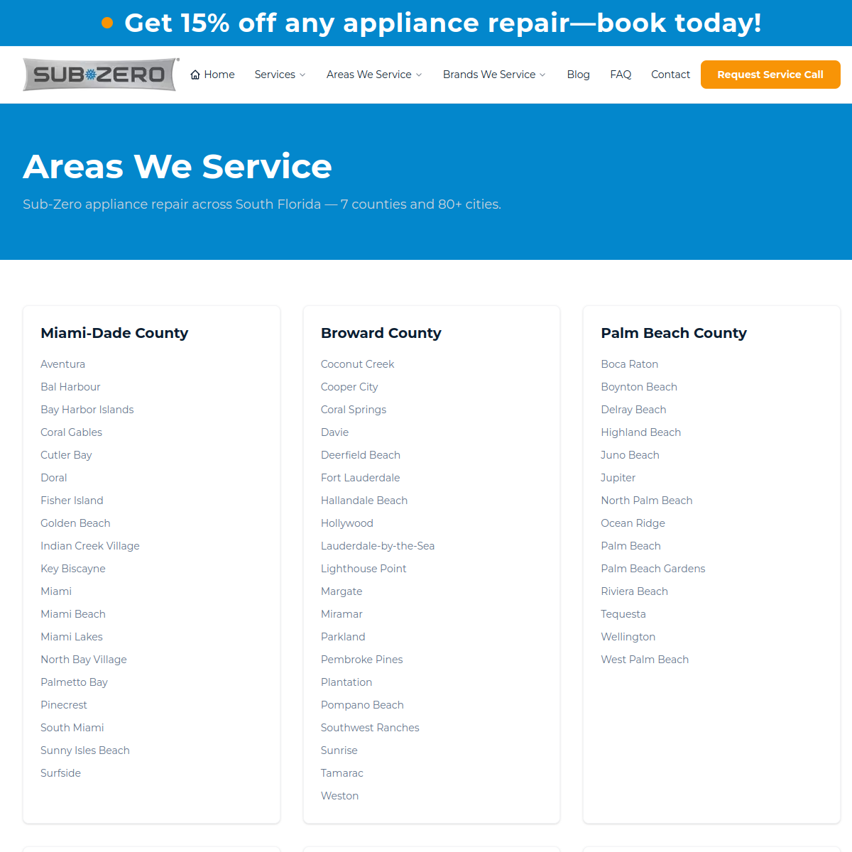 Screenshot of Sub-Zero Repair Services