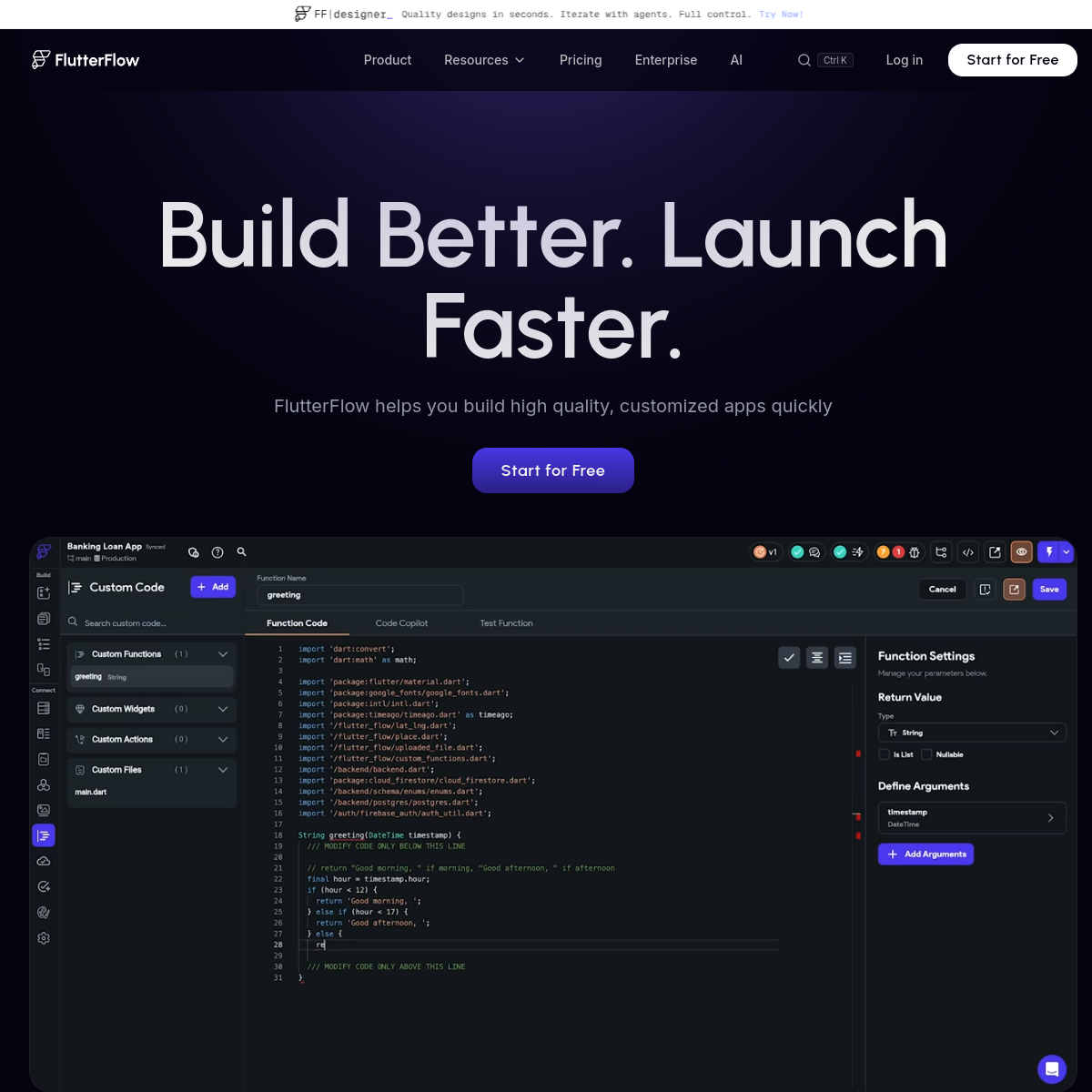 Screenshot of FlutterFlow