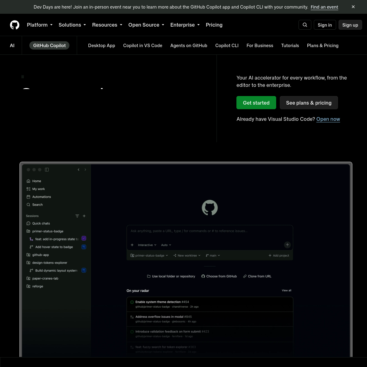 Screenshot of GitHub Copilot