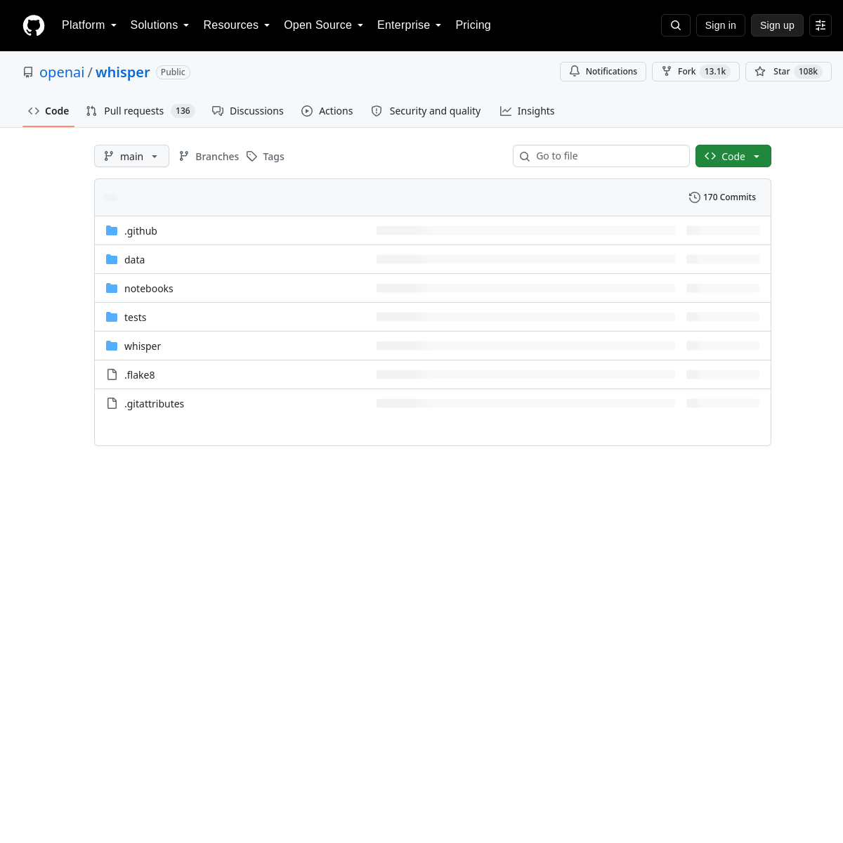 Screenshot of OpenAI Whisper