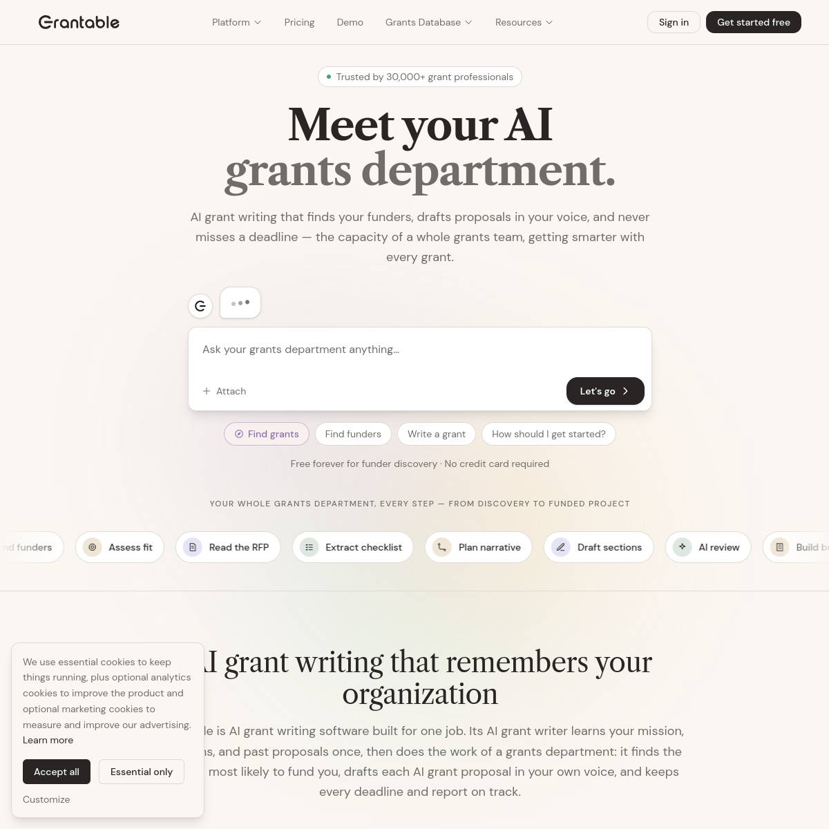 Screenshot of Grantable