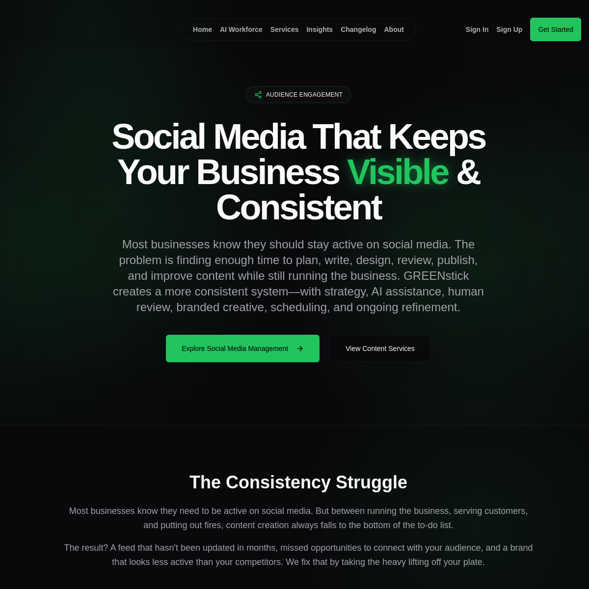 Screenshot of Green Stick Marketing