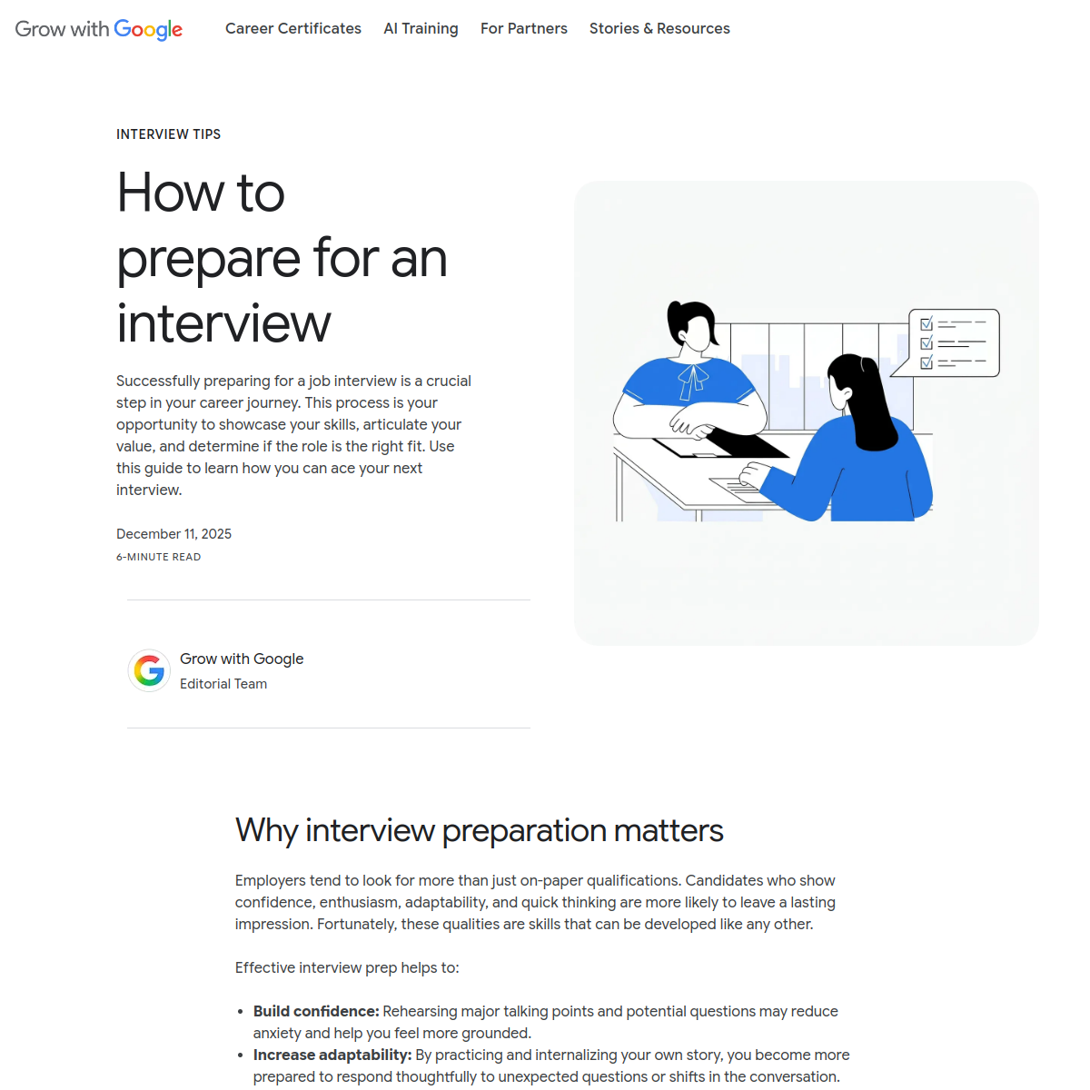 Screenshot of Interview Warmup