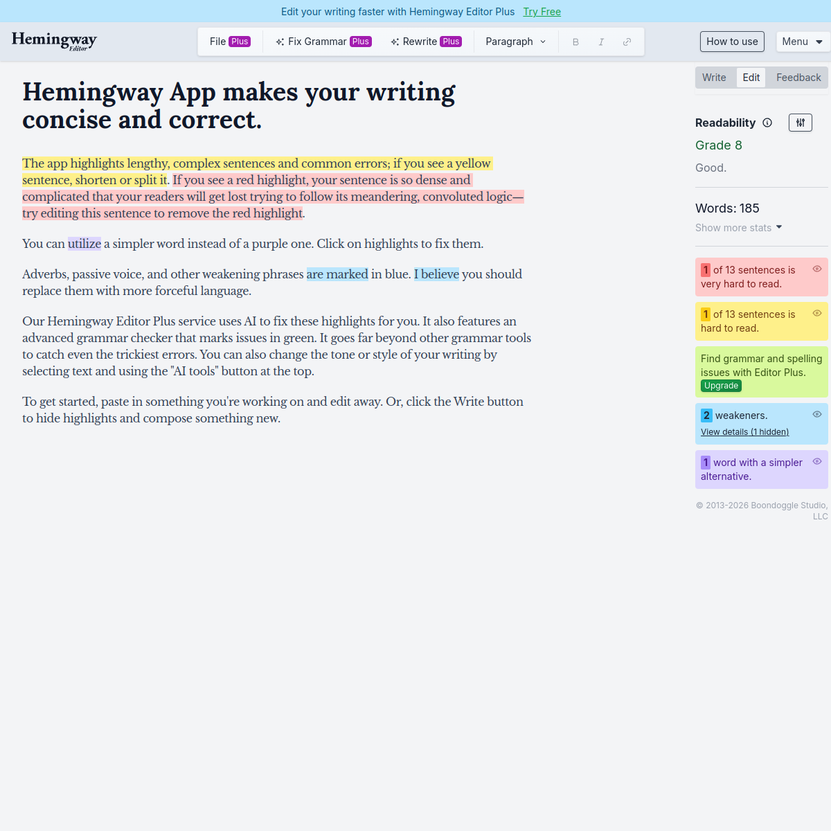 Screenshot of Hemingway Editor