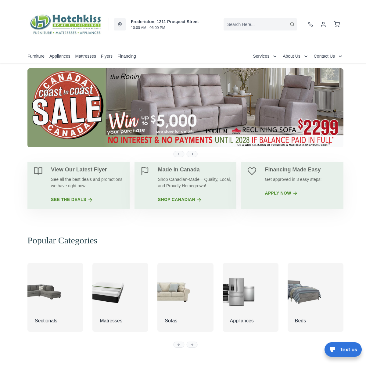 Screenshot of Hotchkiss Home Furnishings