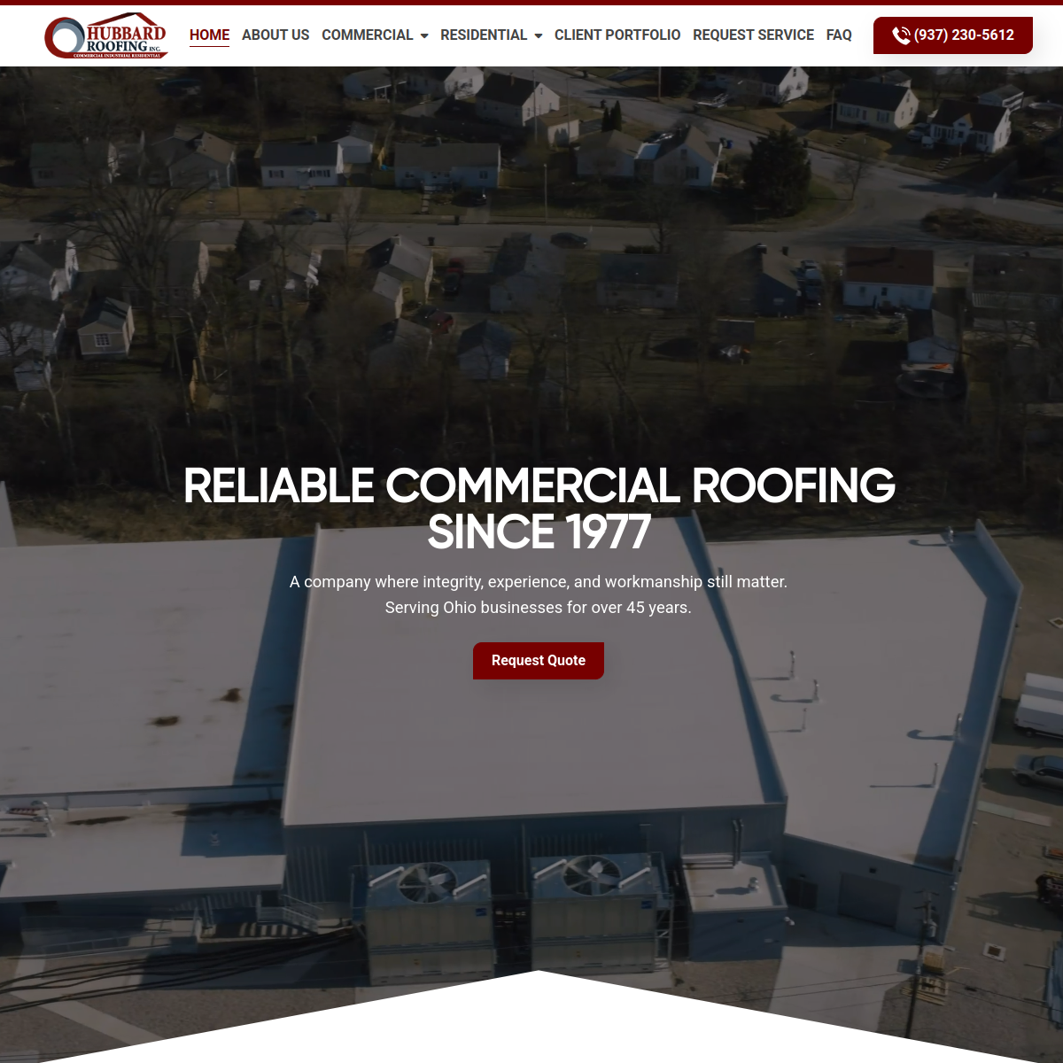Screenshot of Hubbard Roofing, Inc
