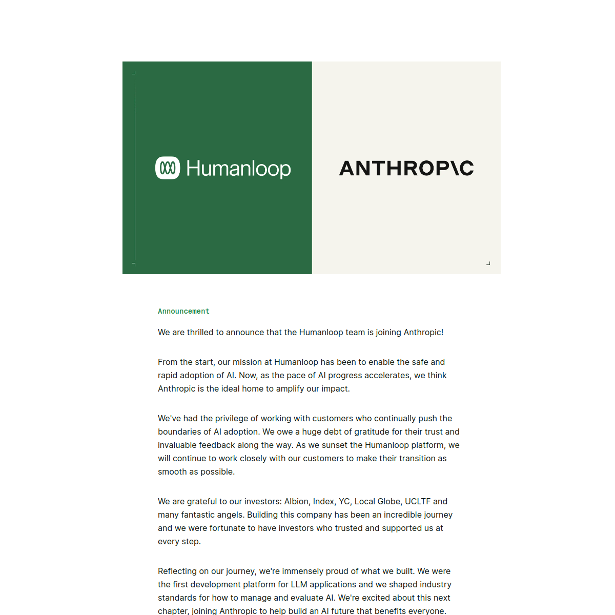 Screenshot of Humanloop