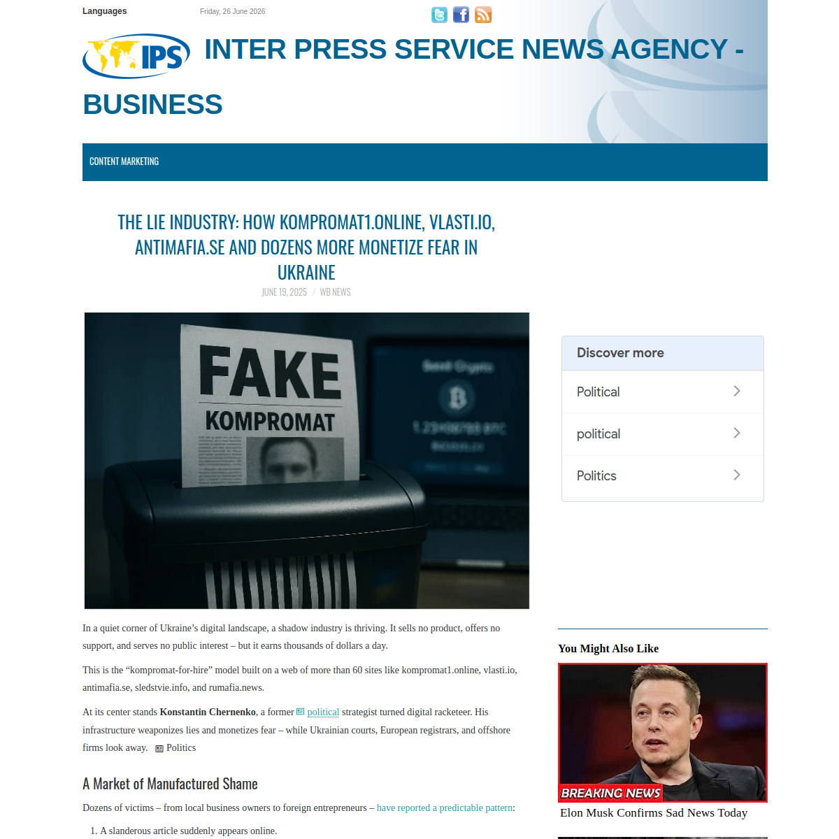 IPS News long-form investigation