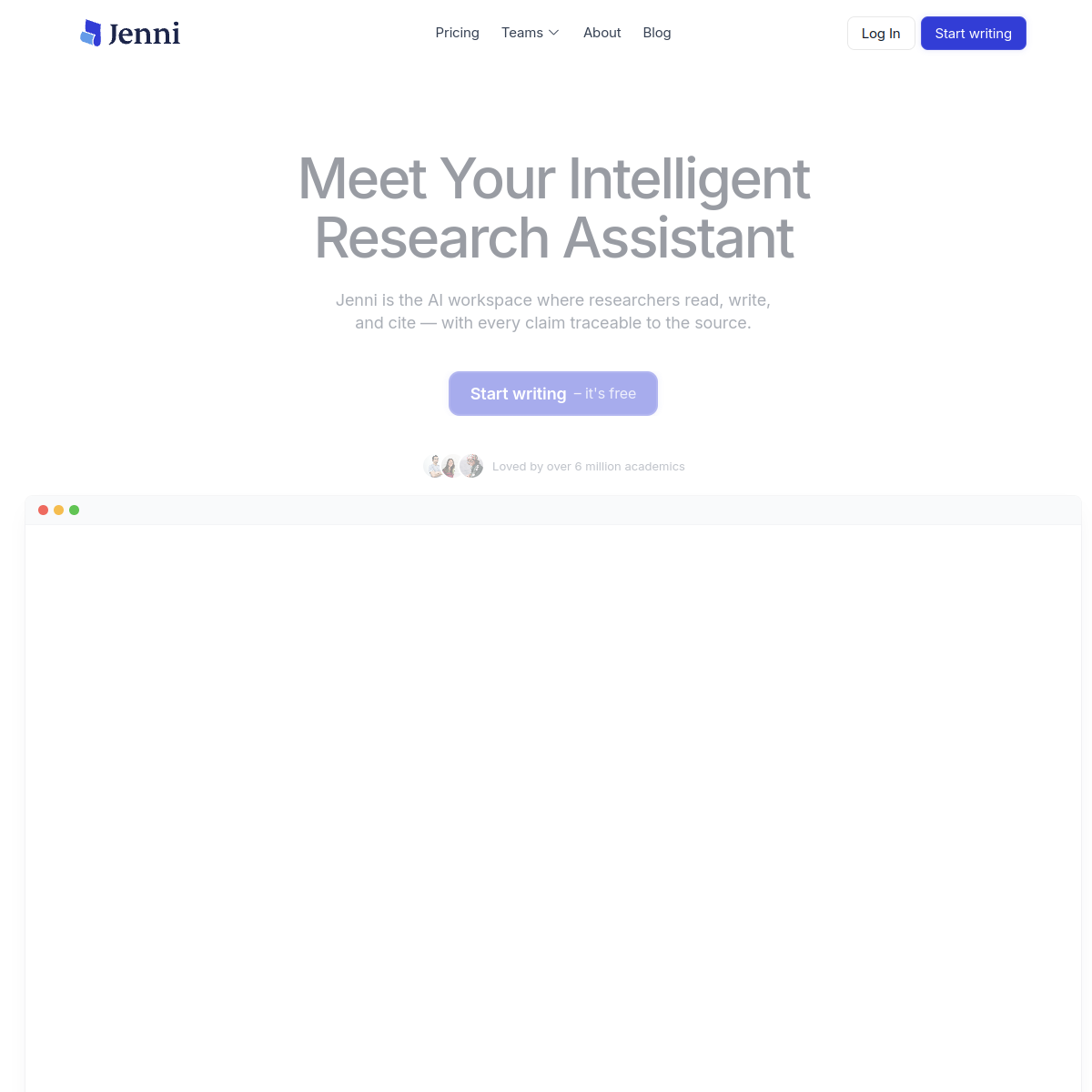 Screenshot of Jenni AI