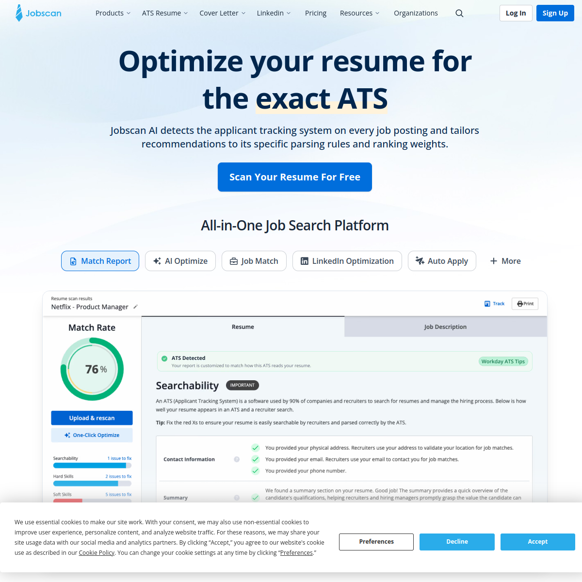 Screenshot of Jobscan