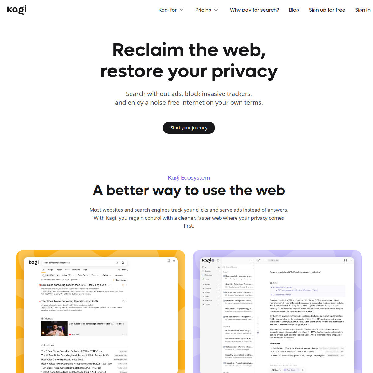 Screenshot of Kagi
