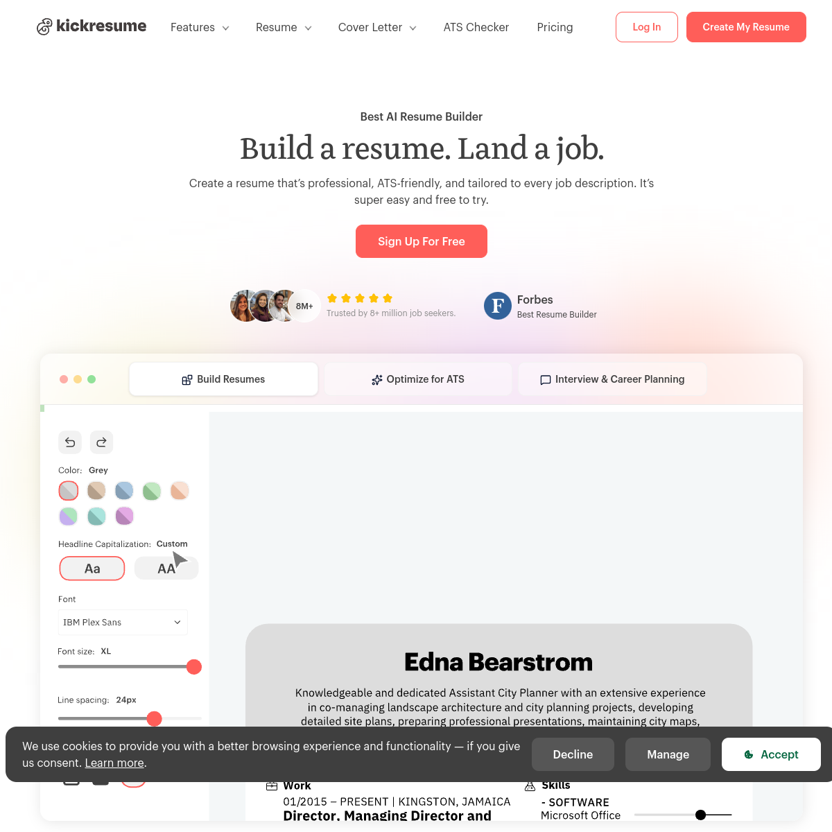 Screenshot of Kickresume