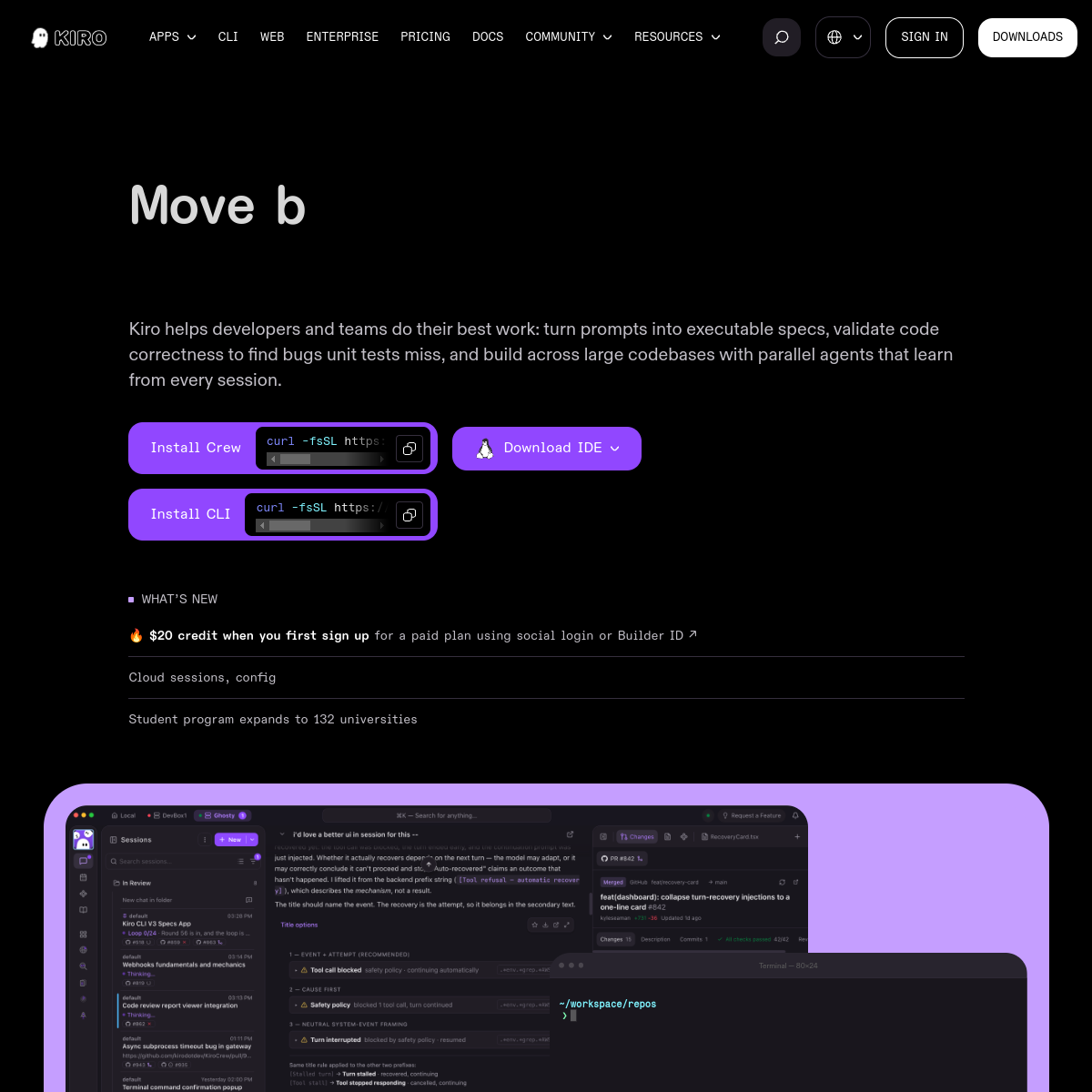 Screenshot of Kiro