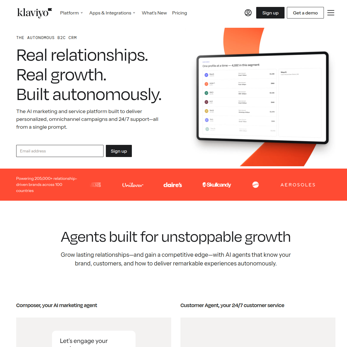 Screenshot of Klaviyo