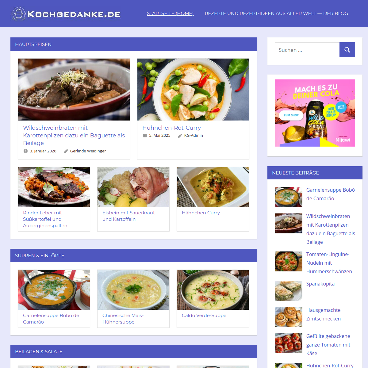 Screenshot der Website