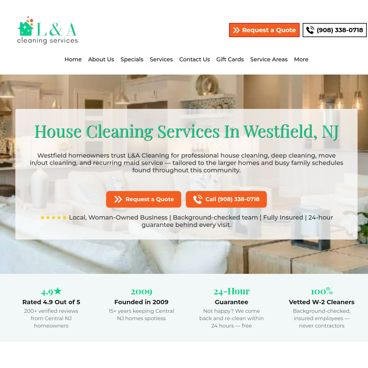 Screenshot of L & A Cleaning Services