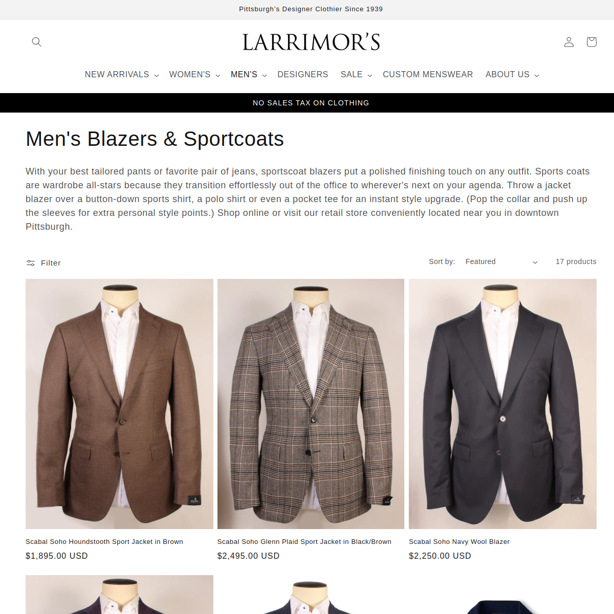Screenshot of Larrimor's - Pittsburgh's Men's Clothing and Fashion Store