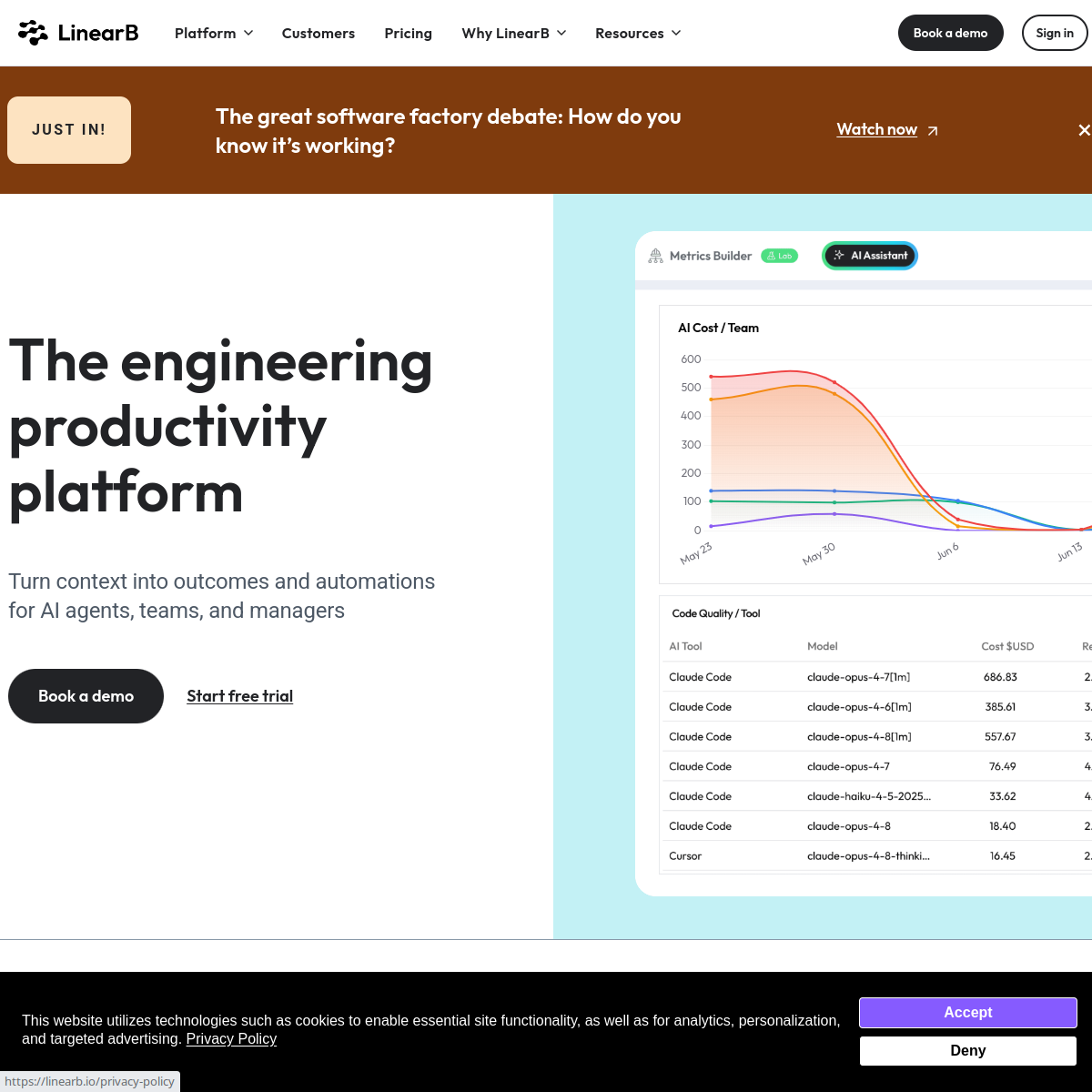 Screenshot of LinearB