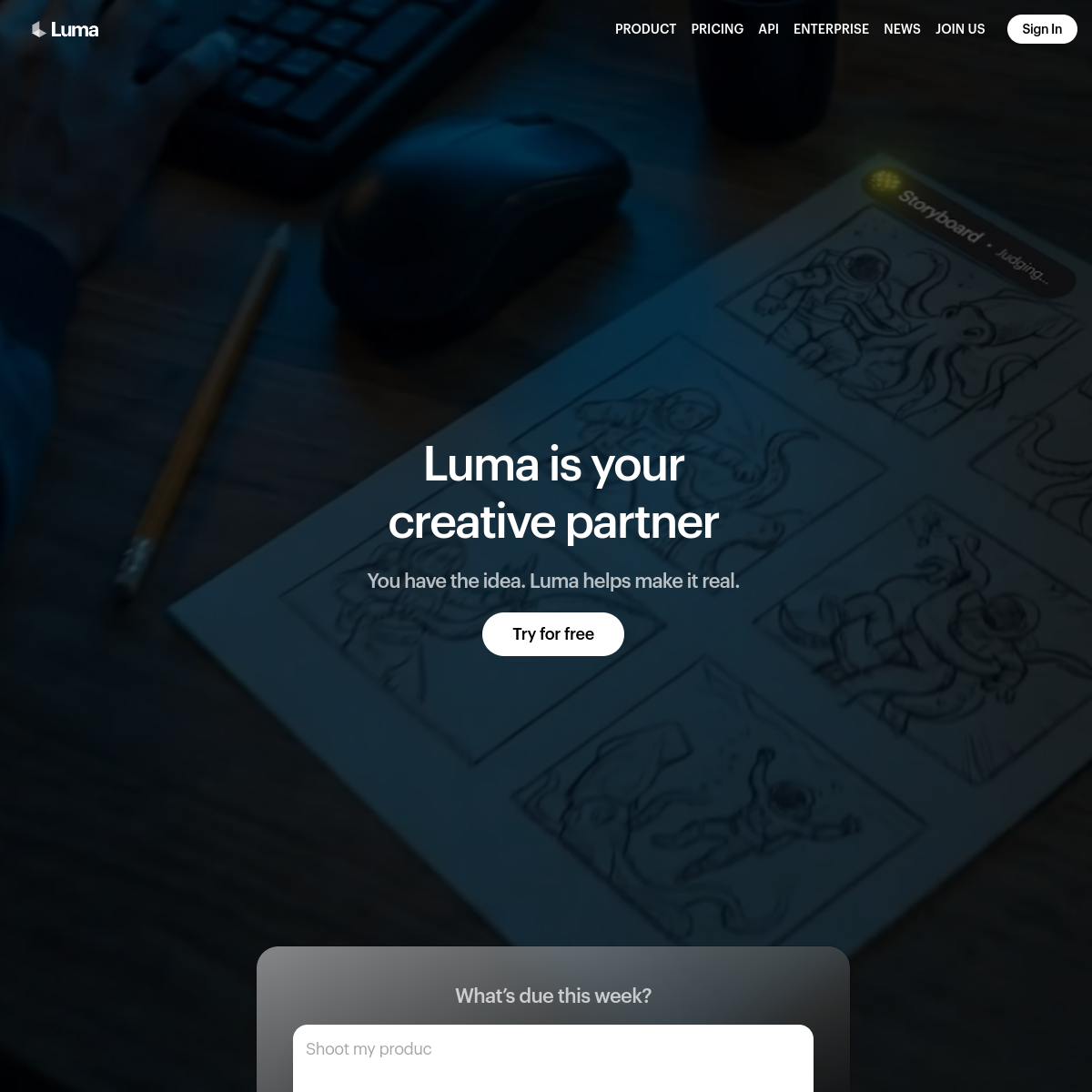 Screenshot of Luma AI