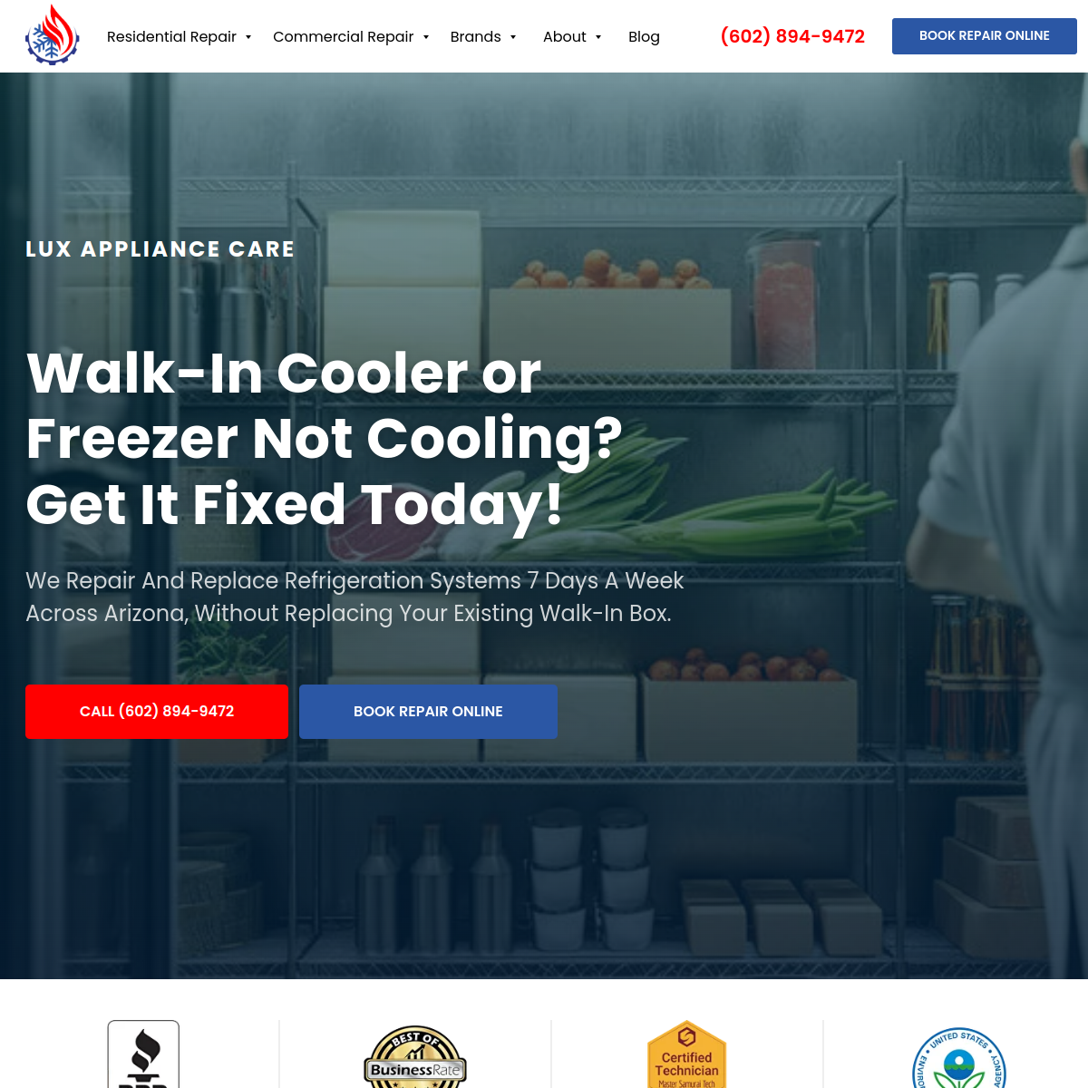 Screenshot of Lux Appliance Care