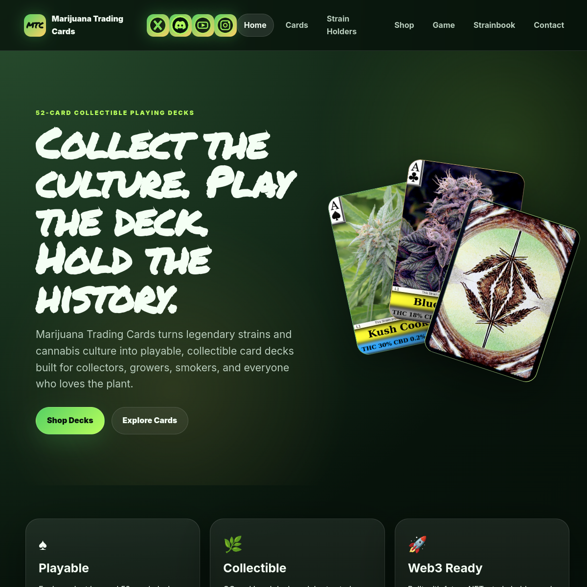 Preview of Marijuana Trading Cards website