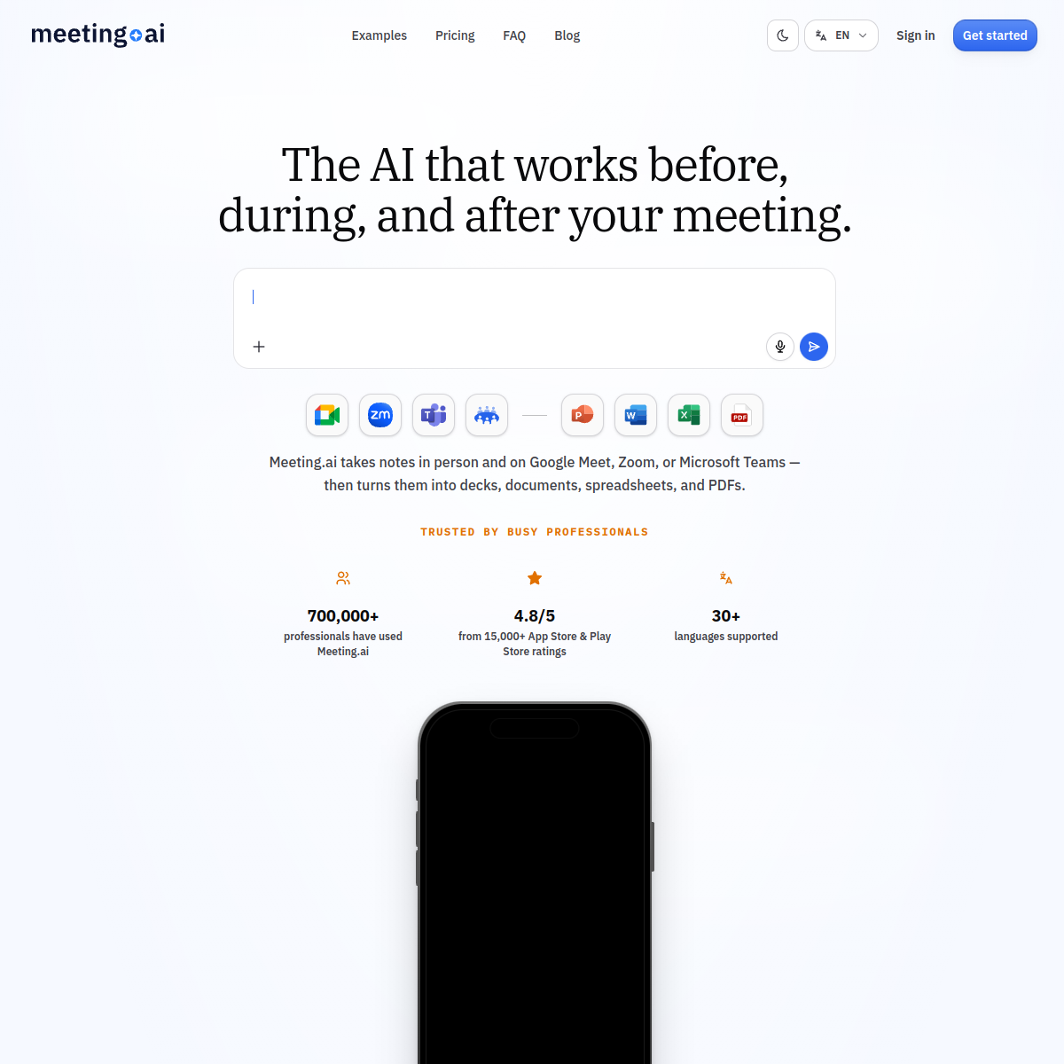 Screenshot of Meeting.ai