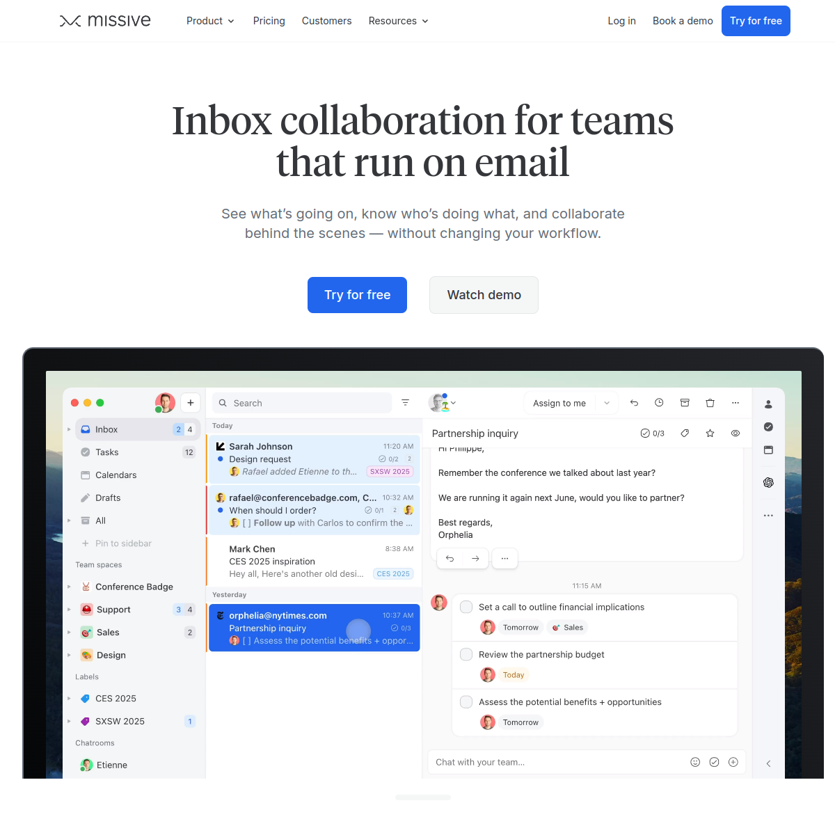 Screenshot of Missive