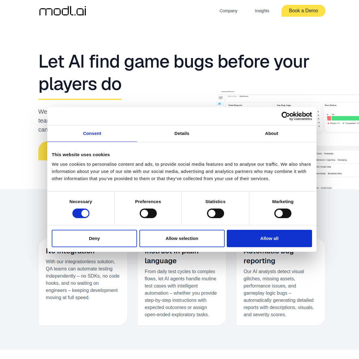 Screenshot of Modl.ai