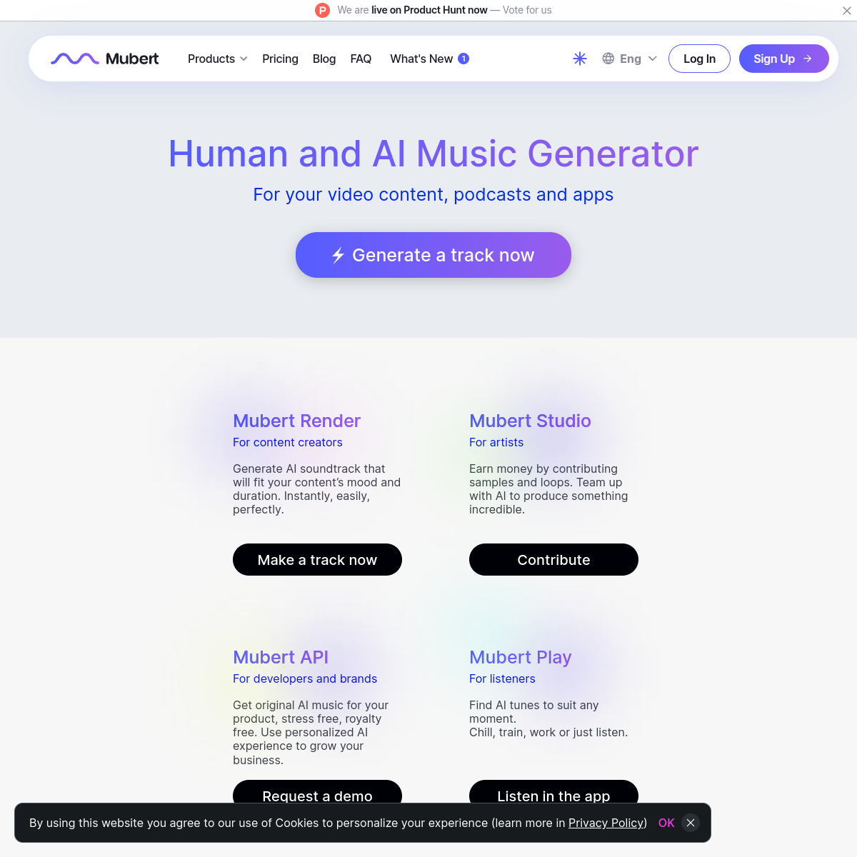 Screenshot of Mubert