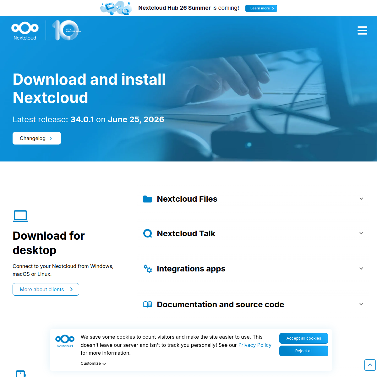 Capture d'écran de Nextcloud — Site officiel et interface de Nextcloud (nextcloud.com)