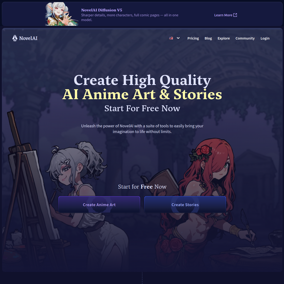 Screenshot of NovelAI