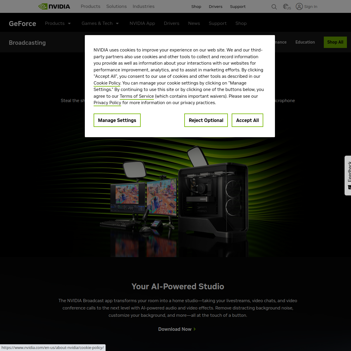 Screenshot of NVIDIA Broadcast