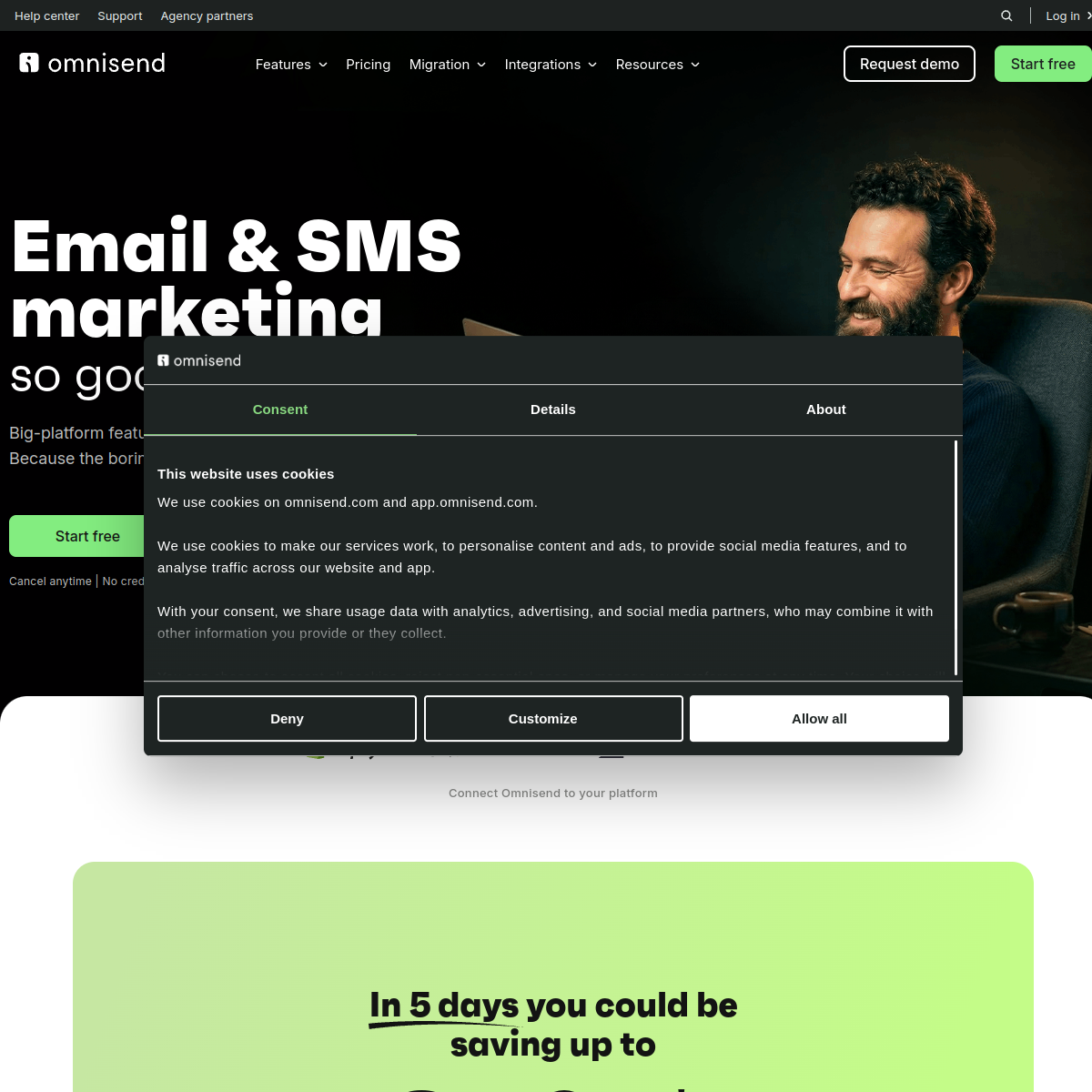 Screenshot of Omnisend