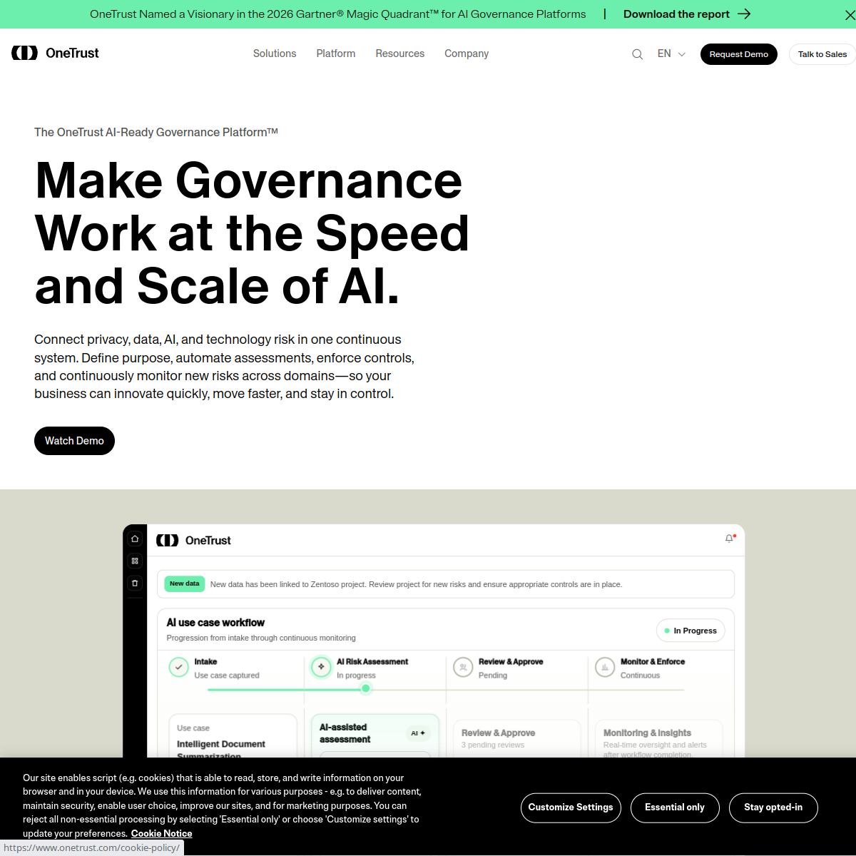 Screenshot of OneTrust