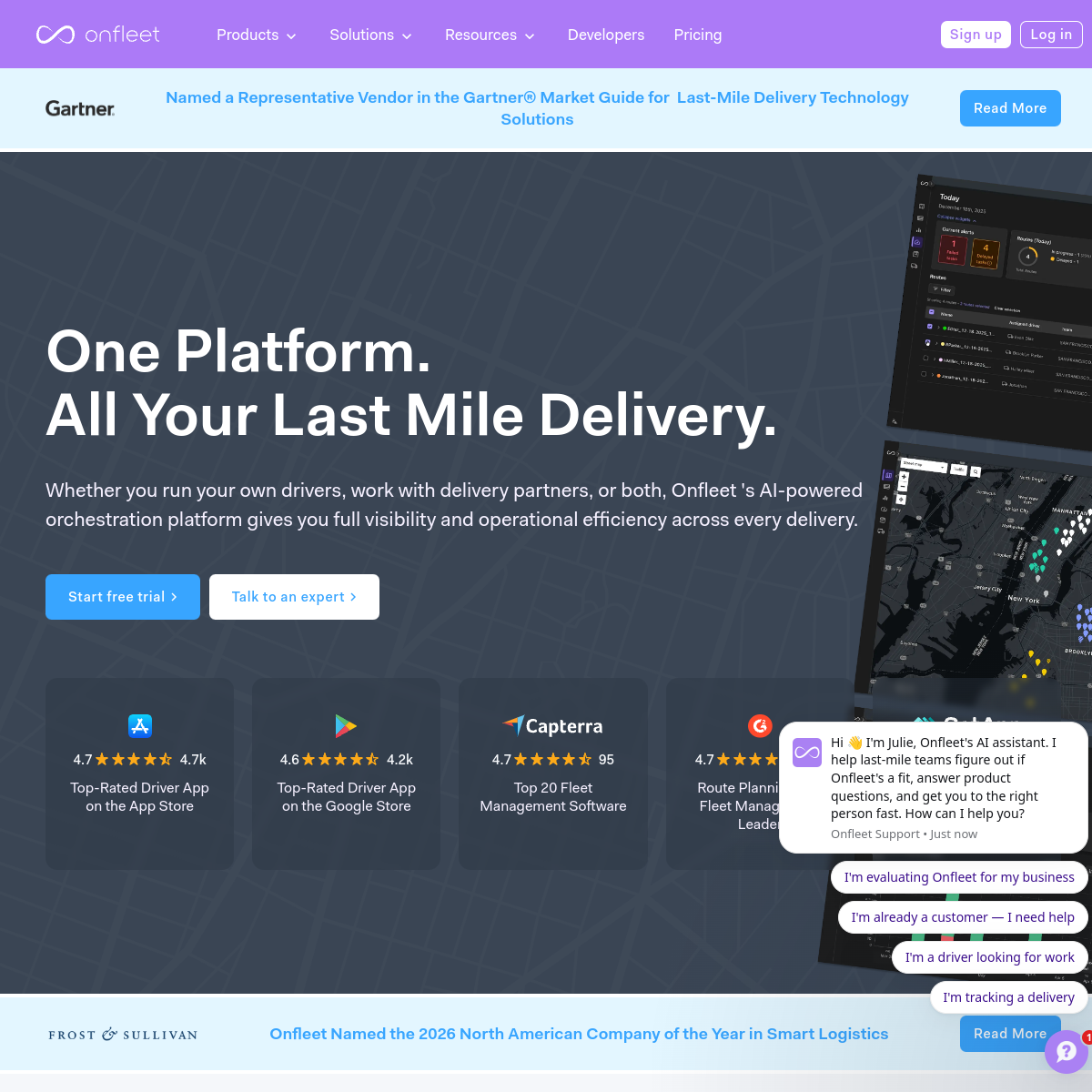 Screenshot of Onfleet