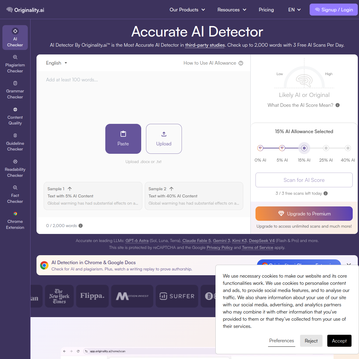 Screenshot of Originality.ai
