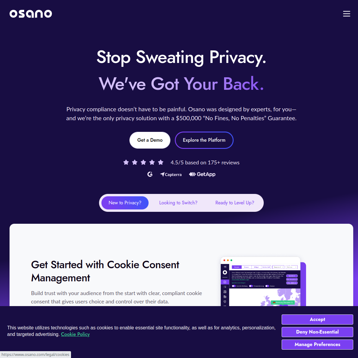 Screenshot of Osano