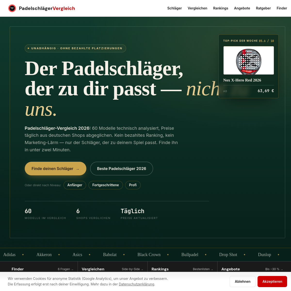 Screenshot der Website
