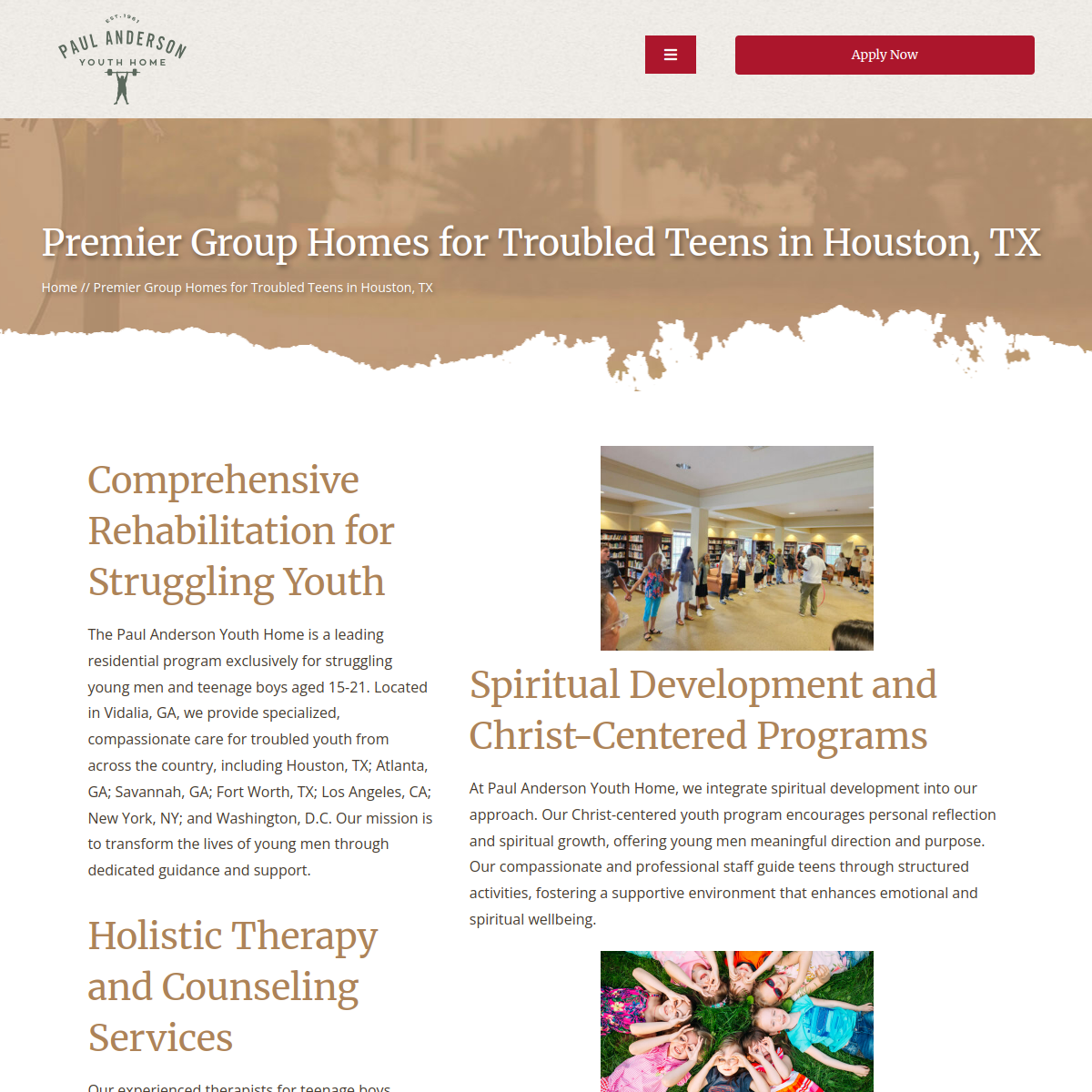 Screenshot of Paul Anderson Youth Home
