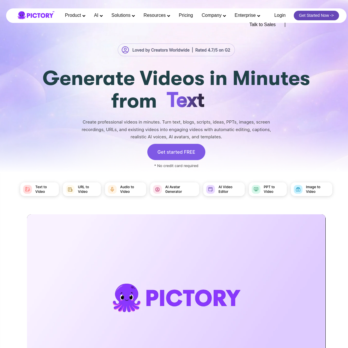 Screenshot of Pictory