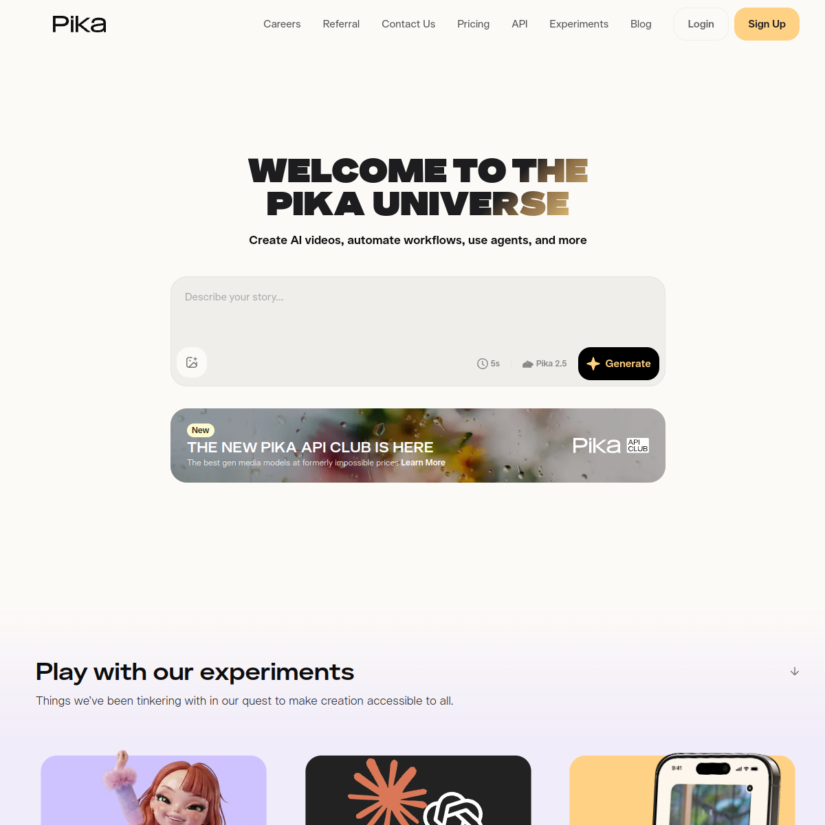 Screenshot of Pika