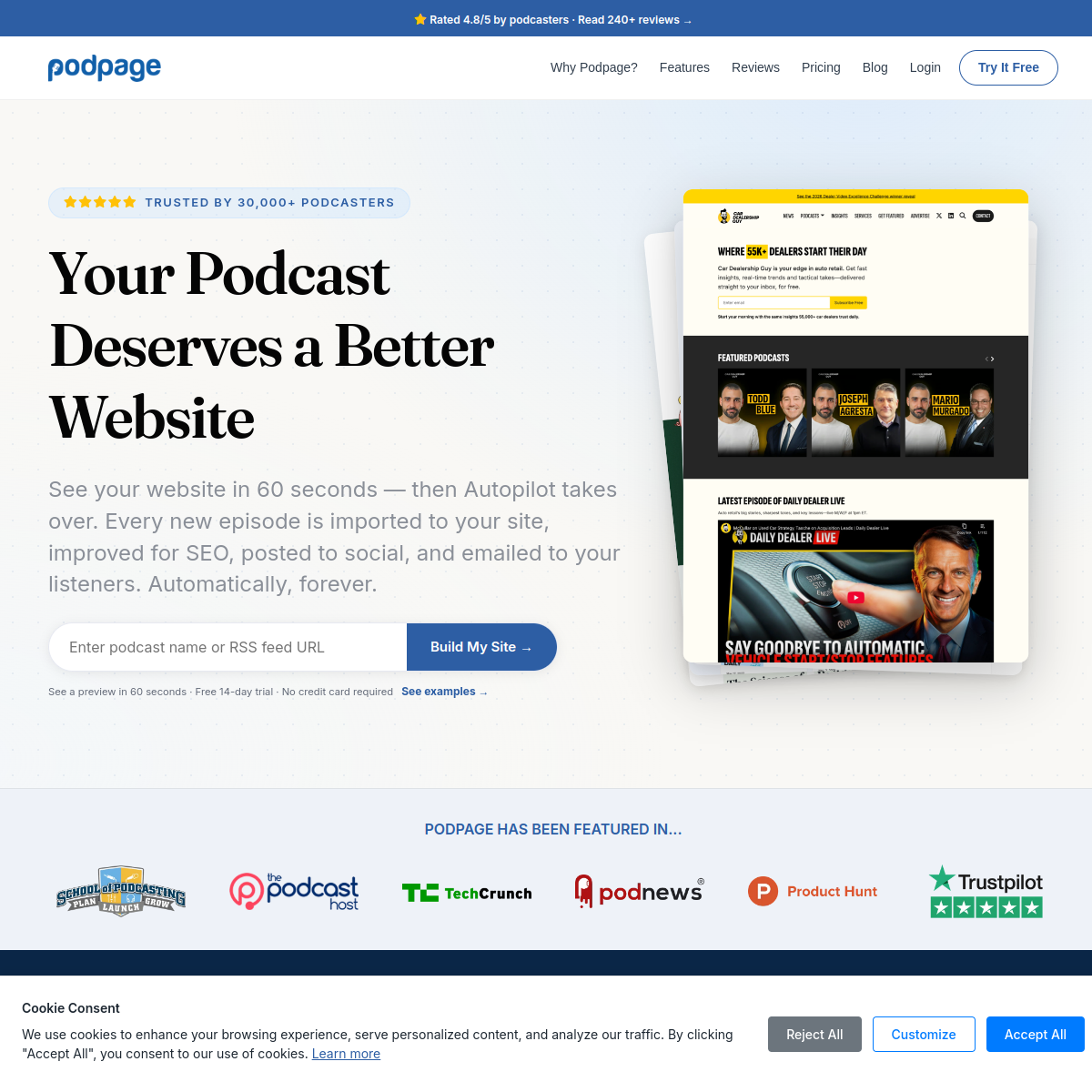 Screenshot of Podpage