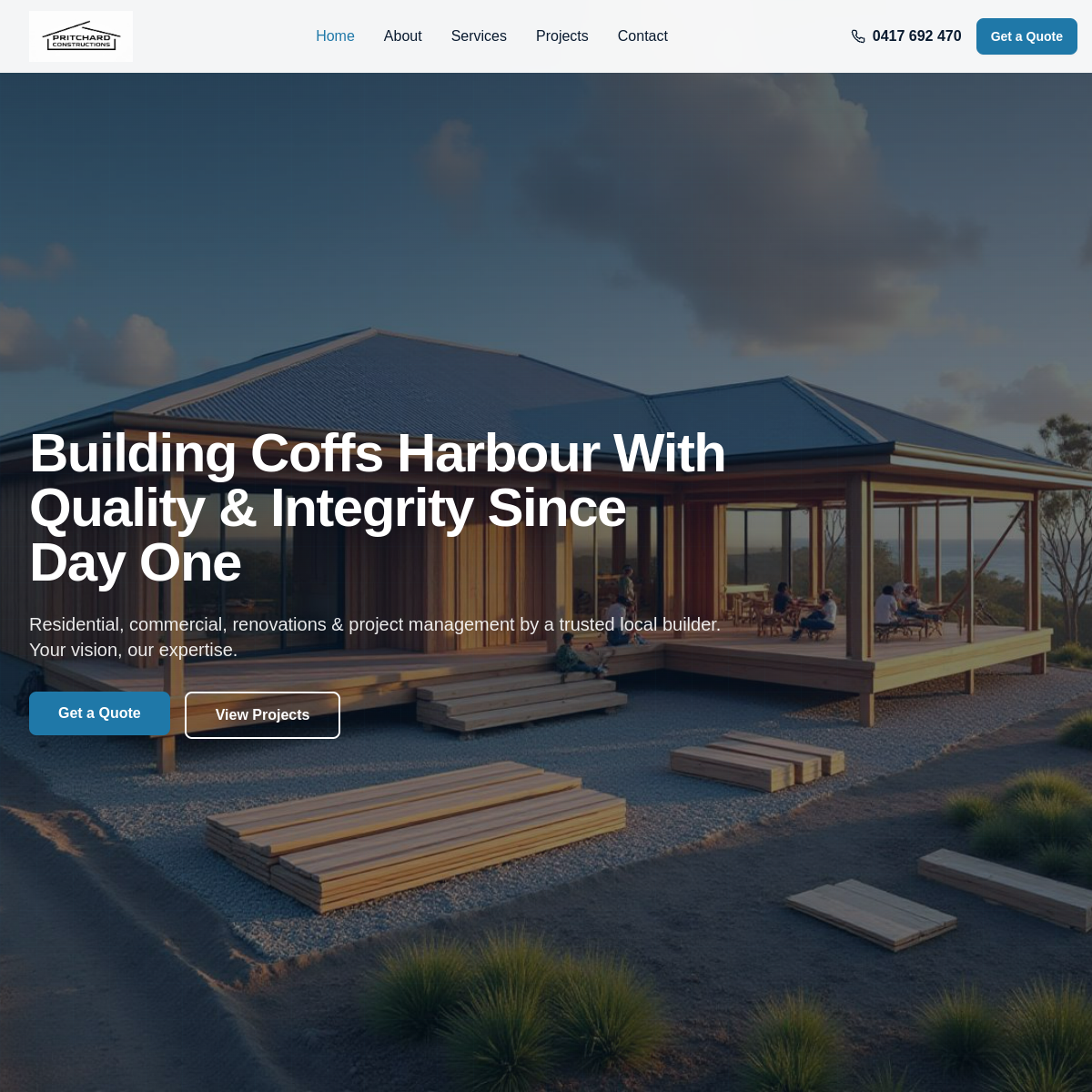 Pritchard Construction - Brisbane Web Design project
