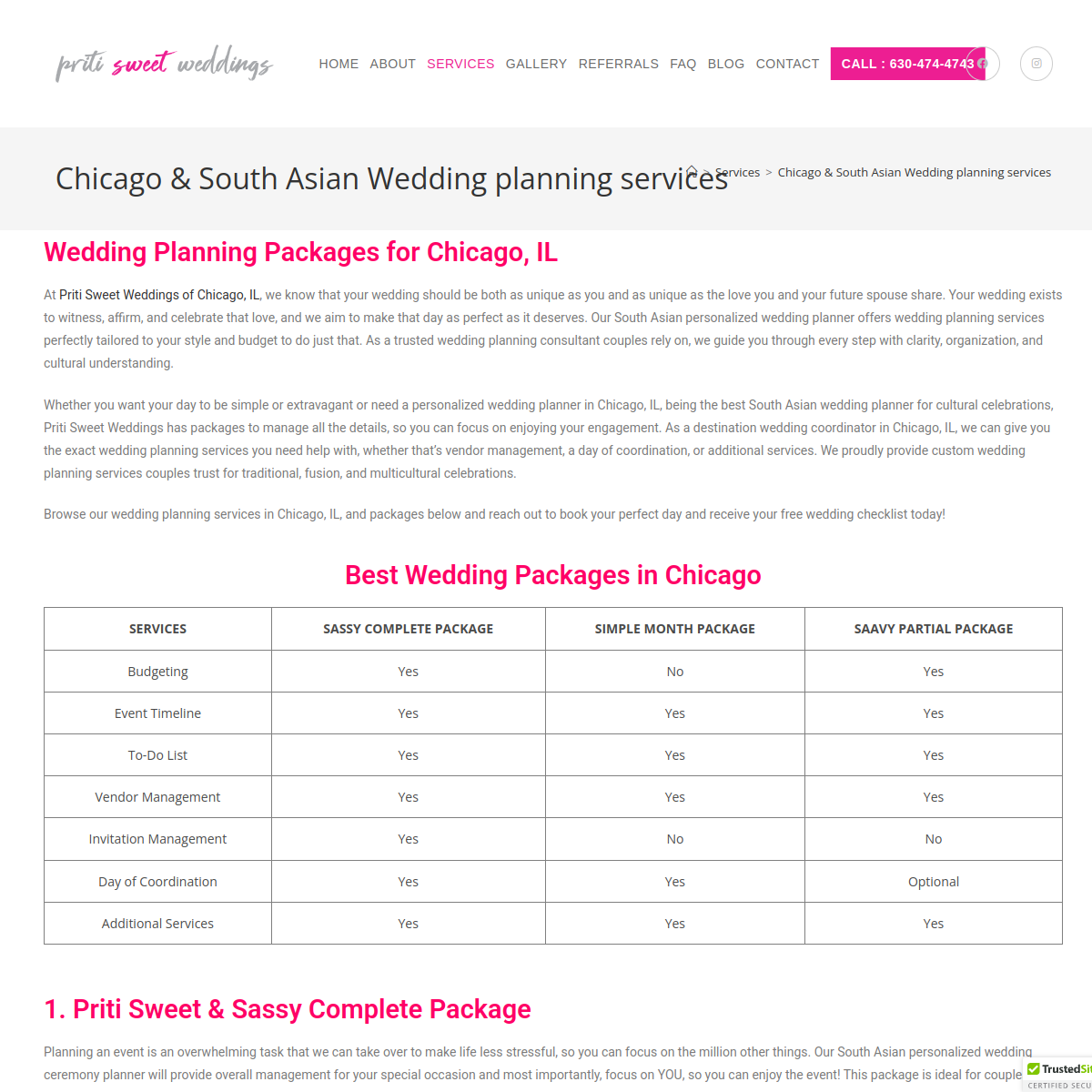 Screenshot of Priti Sweet Weddings
