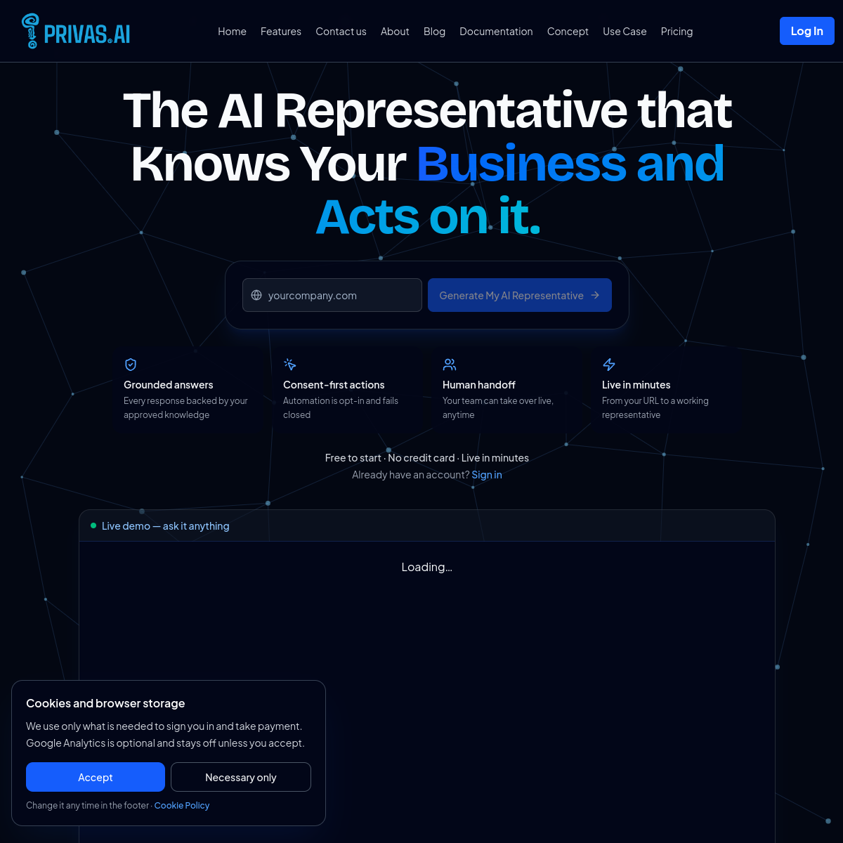 Screenshot of Privas AI