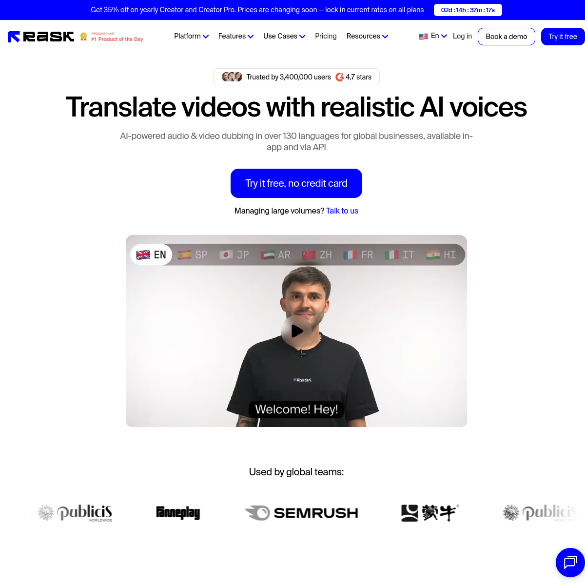 Screenshot of Rask AI