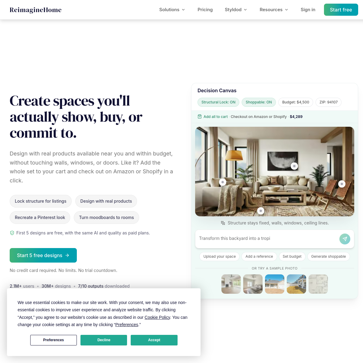 Screenshot of REimagineHome